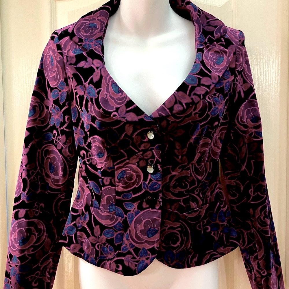 Nanette Lepore Flowered Velveteen Jacket, Size 6